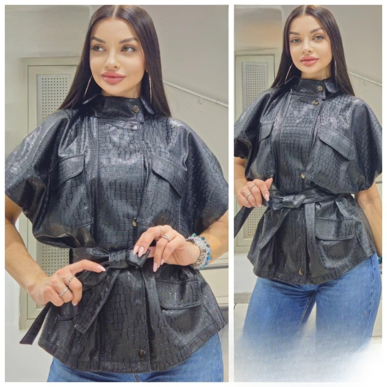 Style 3971 | Leather Crocodile Jacket