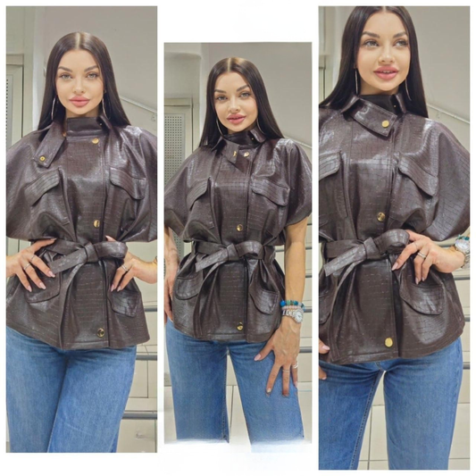 Style 3971 | Leather Crocodile Jacket